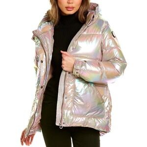 Noize Puffer Jacket Bonita Metallic Tanzanite Hooded Belted‎ Women Size Small